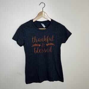 Alstyle Dark Gray Thanksgiving Tee Junior Small
